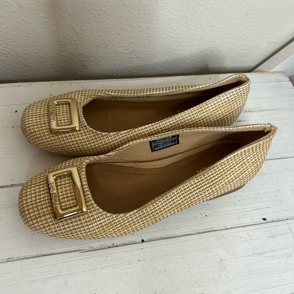 Nautica | Halsell Woven Textured Beige Slip-On Ballet Flats Shoes Size 6.5 - Picture 2 of 5